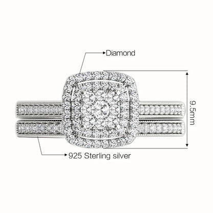 Szjinao Two Pieces Wedding Ring Set For Couple Women Sterling Silver 925 Jewellery Set Eternity Band Engagement Gift Female Sale