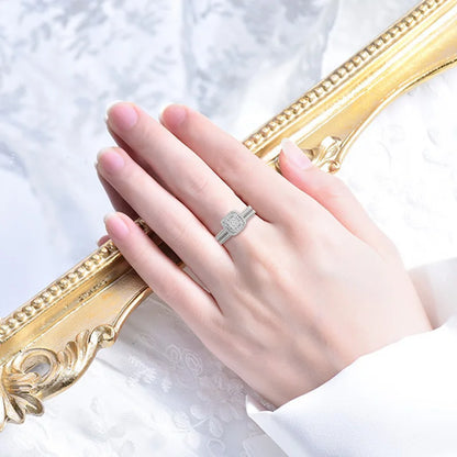 Szjinao Two Pieces Wedding Ring Set For Couple Women Sterling Silver 925 Jewellery Set Eternity Band Engagement Gift Female Sale