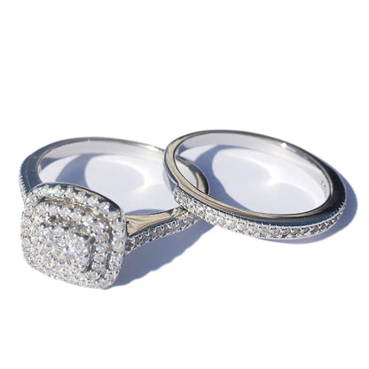 Szjinao Two Pieces Wedding Ring Set For Couple Women Sterling Silver 925 Jewellery Set Eternity Band Engagement Gift Female Sale