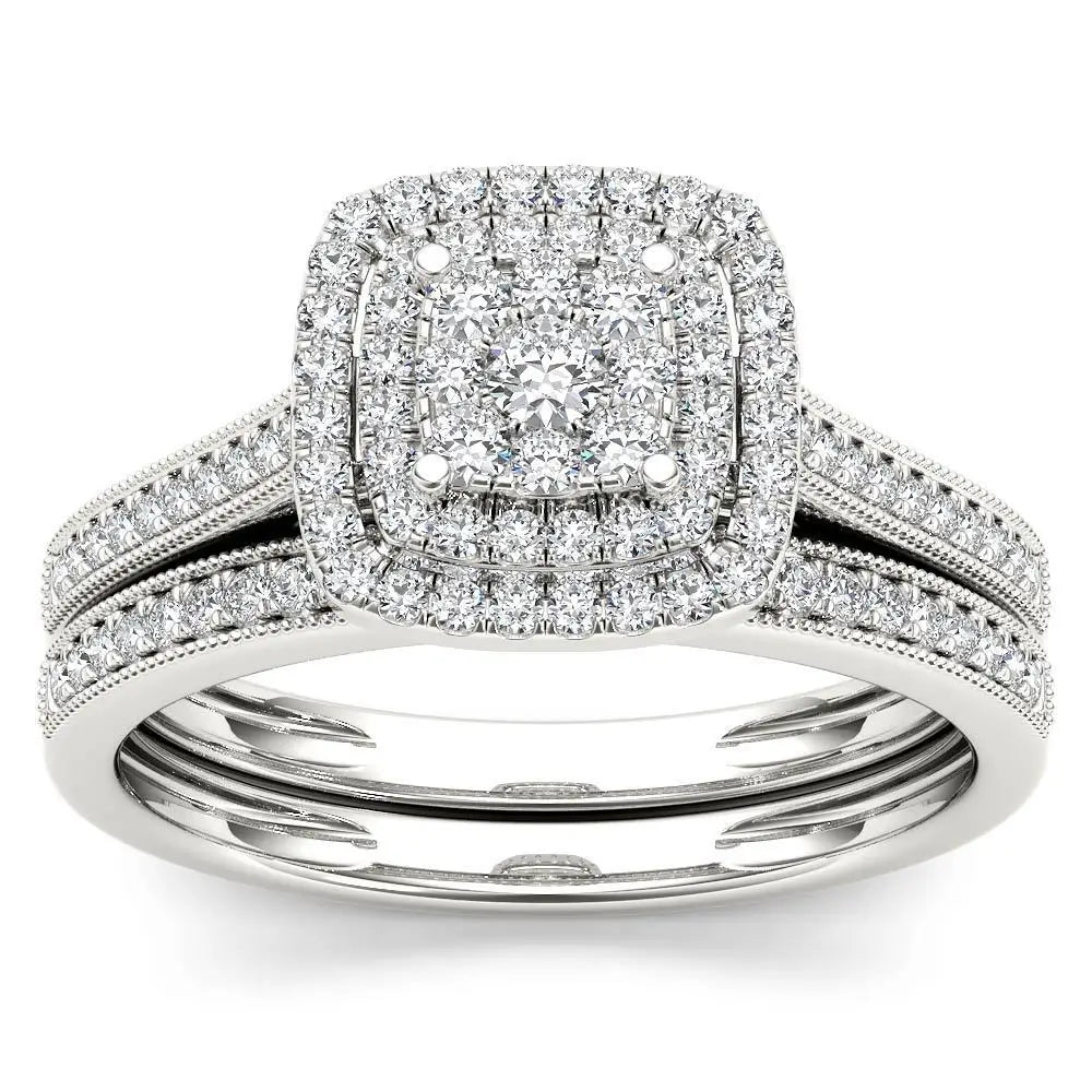 Szjinao Two Pieces Wedding Ring Set For Couple Women Sterling Silver 925 Jewellery Set Eternity Band Engagement Gift Female Sale