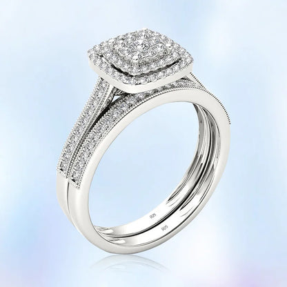 Szjinao Two Pieces Wedding Ring Set For Couple Women Sterling Silver 925 Jewellery Set Eternity Band Engagement Gift Female Sale