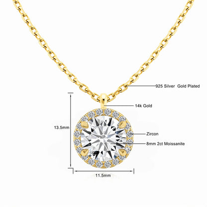 Sparkling Halo Diamond 14K Gold  Pendant