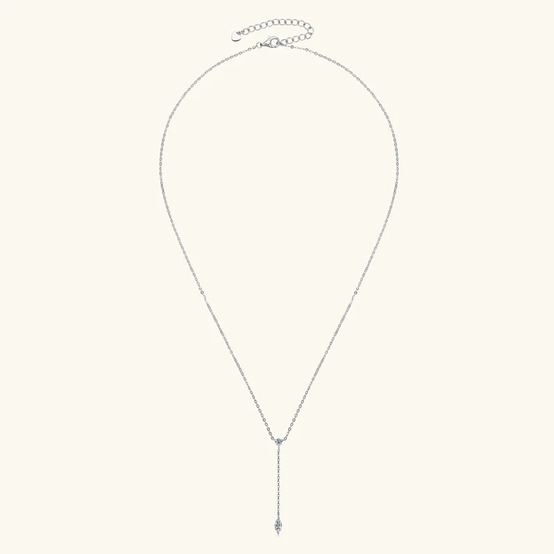 IOGOU-Y-Shape Necklaces for Women, Moissanite Marquise Cut 3x6mm, 3mm Round Cut Diamond Pendant, 925 Silver Jewelry Accessories