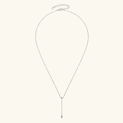 IOGOU-Y-Shape Necklaces for Women, Moissanite Marquise Cut 3x6mm, 3mm Round Cut Diamond Pendant, 925 Silver Jewelry Accessories