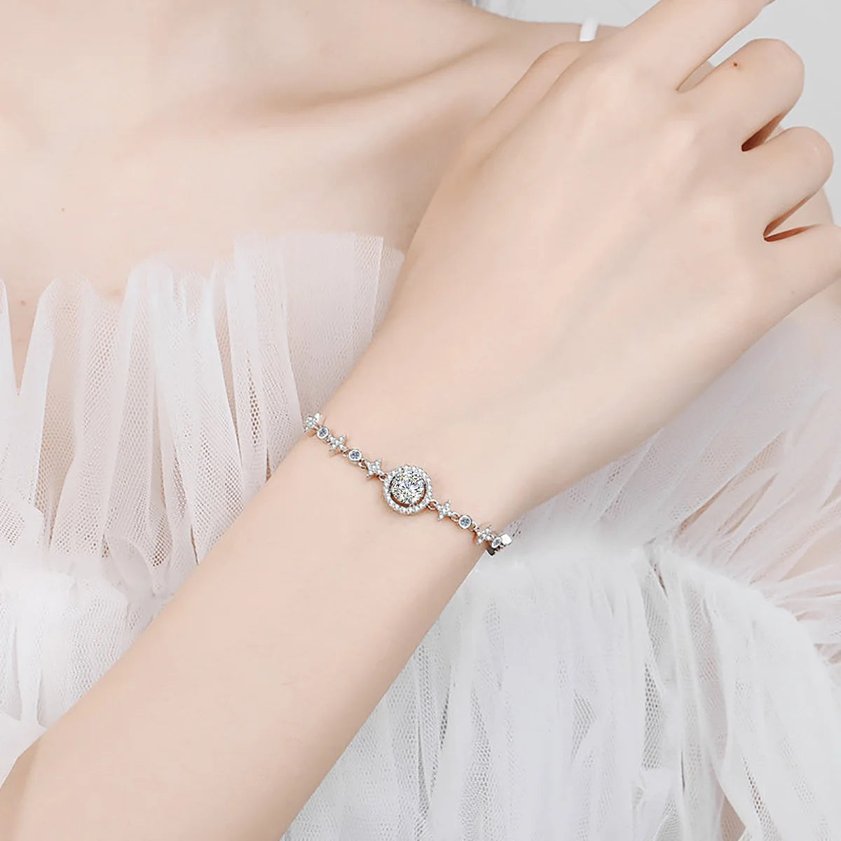 Szjinao High Quality 100% 925 Sterling Silver 1ct Moissanite Bracelets For Woman Anniversary Party Luxury Trend Fine Jewelry