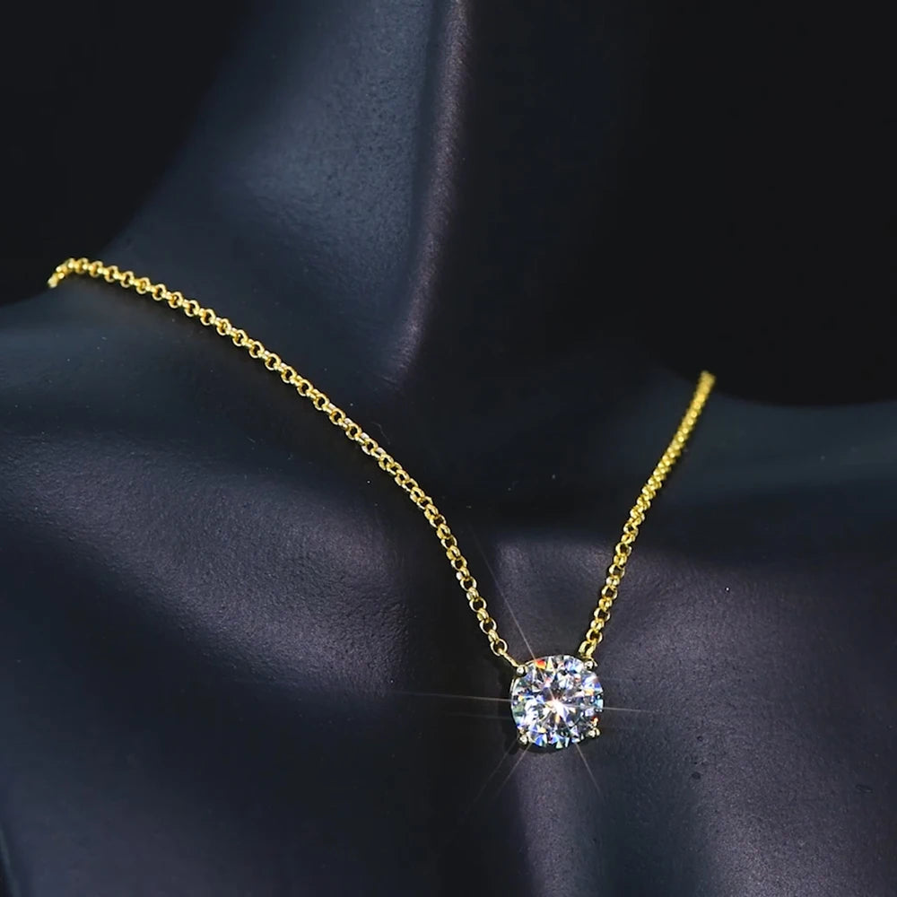 Sparking 1CT 2CT 3CT D VVS1 Moissanite Pendant Solitaire Necklace Women's 100% Real Silver 925 Chain with Certified Jewelry Gift