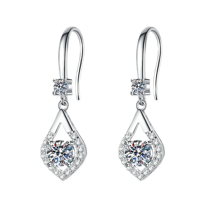 Smyoue Each 0.5CT D Color Genuine Moissanite Drop Earrings for Women Water Drop Luxury Wedding Jewelry 925 Sterling Silver GRA