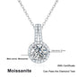 NeeTim 1ct 2ct 5ct Moissanite Necklace for Women Sterling Silver 925 with White Gold Plated Lab Diamond Sparkling Pendant