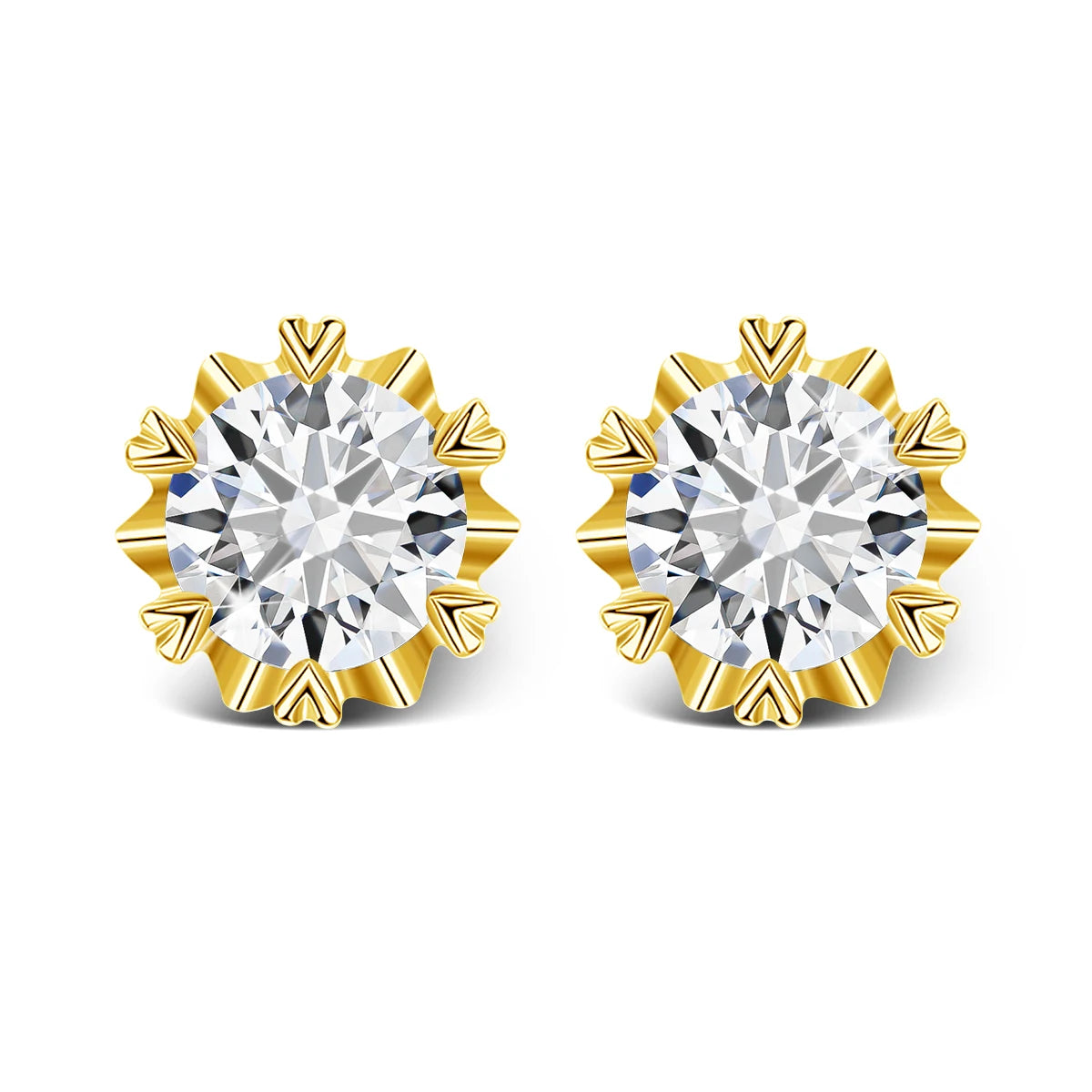 Szjinao 2 Carat 8.0mm 100% Real 14k Gold Moissanite Stud Earrings For Woman Sparkling Diamond Wedding Luxury K Gold Jewelry Sale