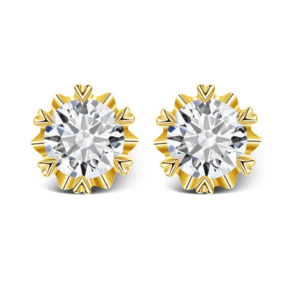 Szjinao 2 Carat 8.0mm 100% Real 14k Gold Moissanite Stud Earrings For Woman Sparkling Diamond Wedding Luxury K Gold Jewelry Sale