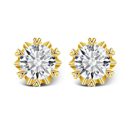 Szjinao 2 Carat 8.0mm 100% Real 14k Gold Moissanite Stud Earrings For Woman Sparkling Diamond Wedding Luxury K Gold Jewelry Sale