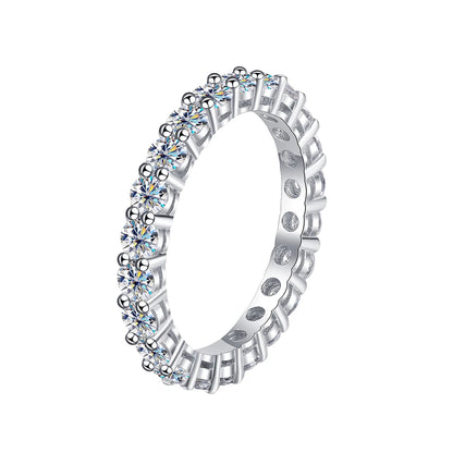 3mm D Color Moissanite Ring 925 Sterling Silver Full Circle Lab Created Diamond Wedding Band Eternity Engagement Rings For Women
