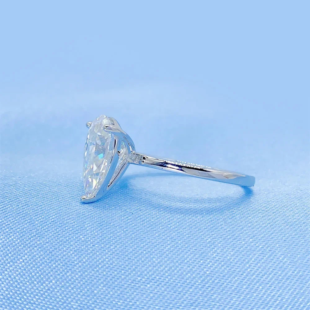 Pear Shaped Moissanite Solitaire Engagement Rings for Women 1-4CT D Color Diamond S925 Sterling Silver Wedding Band Fine Jewelry