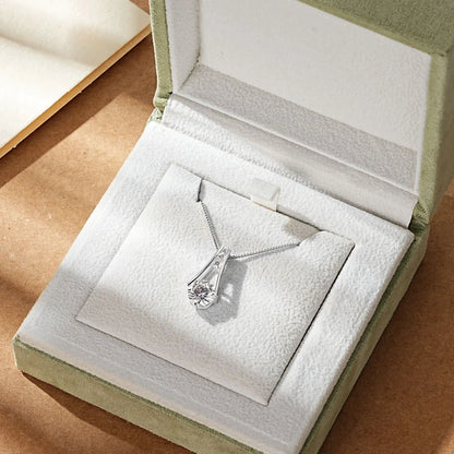 IOGOU Classic 1CT-3CT D Moissanite Pendant Necklace Adjustable Box Chain 925 Pure Silver Lab Diamond for Women with Certificate