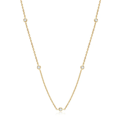 IOGOU 925 Sterling Silver Choker 2.5mm/4mm D Color Bezel Round Moissanite 14k Gold Plated Necklace Women Certified Jewelry Gifts