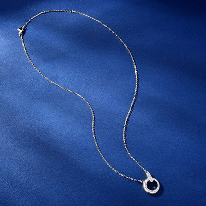 IOGOU D VVS1 Round Moissanite Möbius Double Loop Pendant Necklace 925 Sterling Silver Necklace for Women Birthday Fine Jewelry