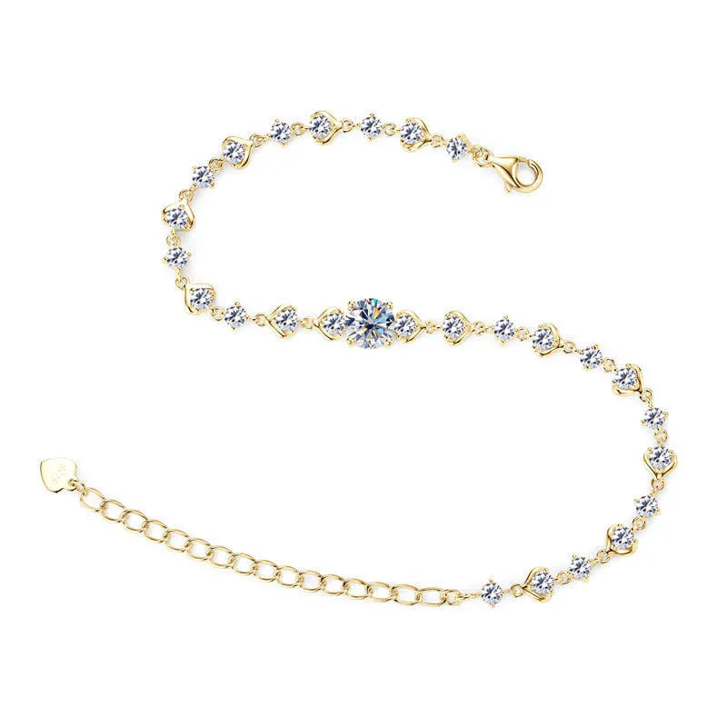 Cute Moissanite Bracelet 3.08ctw GRA Certified 925 Sterling Silver for Women Birthday Anniversary Romantic Jewelry Gift