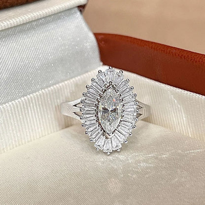 5*10mm 1 Carat Marquise Cut Moissanite Engagement Rings For Women S925 Silver Luxury Bridal Wedding Band With GRA Certificate