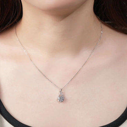 IOGOU 18K Gold Plated 8MM 2CT Moissanite Pendant Necklaces Adjustable Silver 925 for Women Original Jewelry Certified Charm