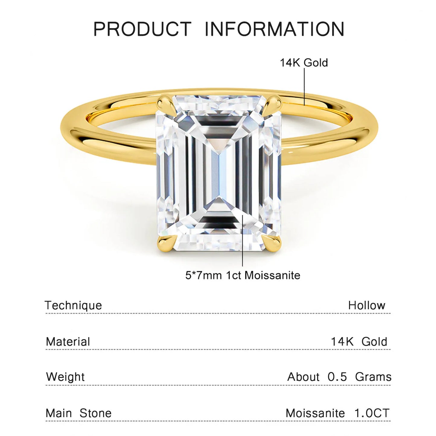 Emerald Cut | 3.0CT4K Yellow Gold Diamond Ring