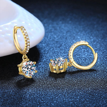 Womens Gold Drop Hoop Earrings