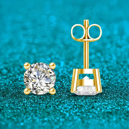 Round Moissanite Gold Stud earring
