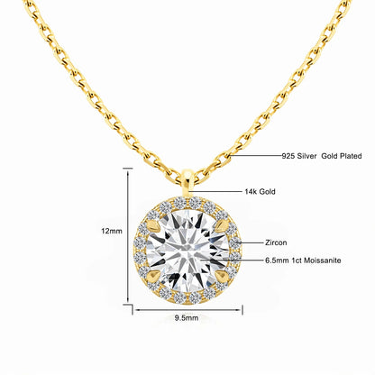 Sparkling Halo Diamond 14K Gold  Pendant