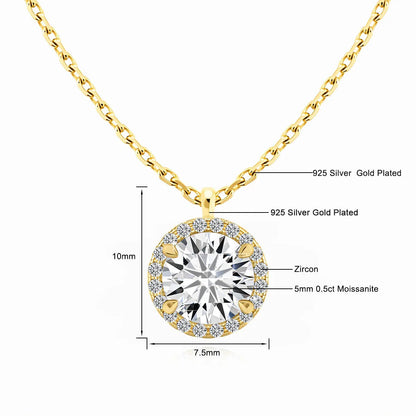 Sparkling Halo Diamond 14K Gold  Pendant