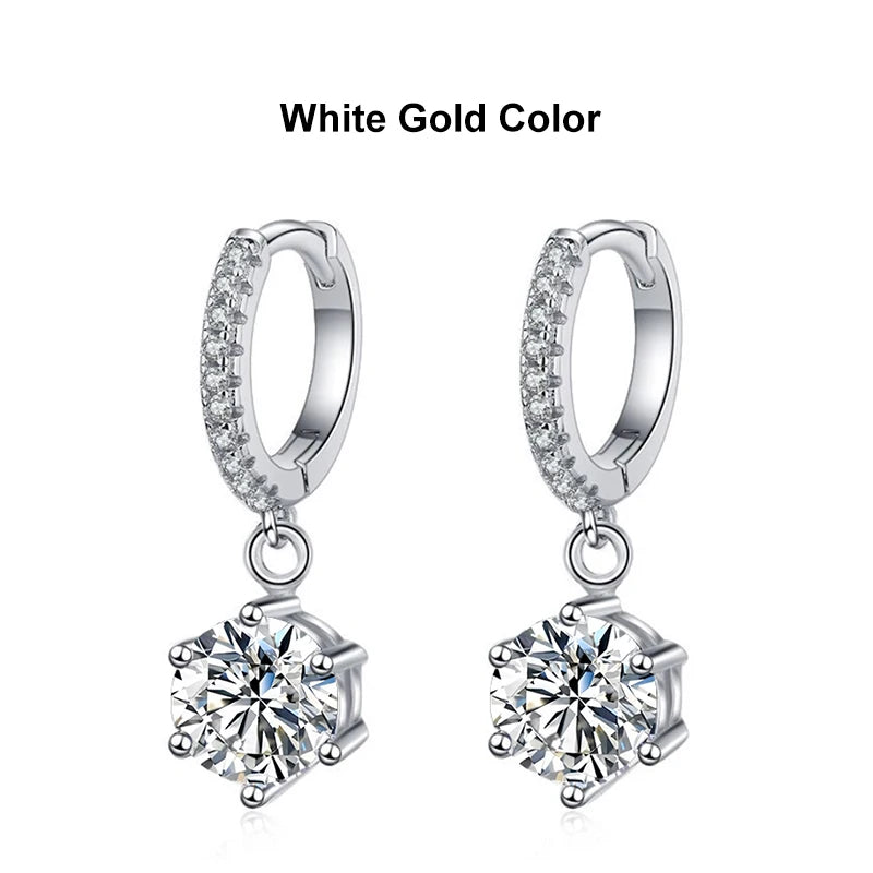 Womens Gold Drop Hoop Earrings