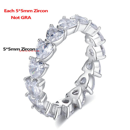 3mm 4mm Heart Shape Moissanite Ring for Women With GRA Certificate 925 Sterling Silver Full Eternity Wedding Band Love Jewelry