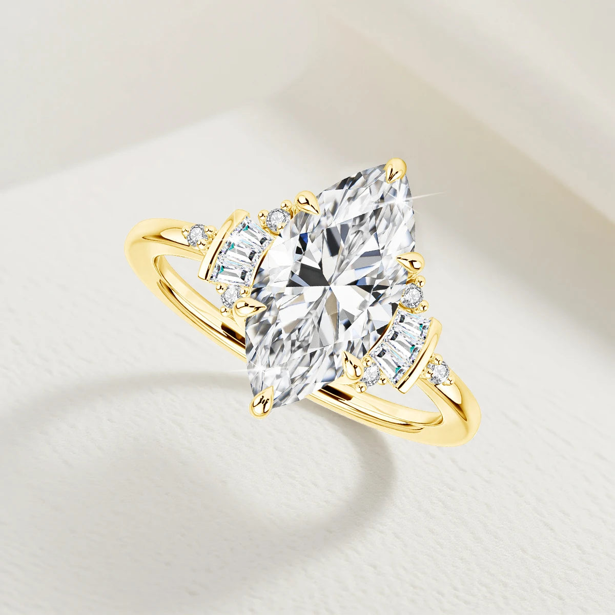 Marquise Cut 7*14mm Full Moissanite Wedding Ring for Women D VVS1 925 Silver Plated 18K Gold Luxury Sparkling Engagement Jewelry