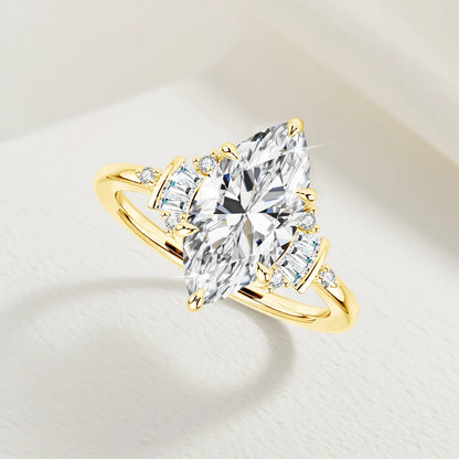 Marquise Cut 7*14mm Full Moissanite Wedding Ring for Women D VVS1 925 Silver Plated 18K Gold Luxury Sparkling Engagement Jewelry