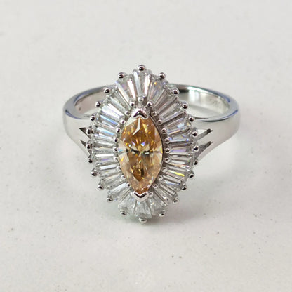 5*10mm 1 Carat Marquise Cut Moissanite Engagement Rings For Women S925 Silver Luxury Bridal Wedding Band With GRA Certificate