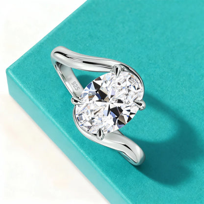 4.5CT Oval Cut Moissanite Wedding Ring for Women GRA Certicate s925 Sterling Silver Bypass Solitaire Diamond Ring for Engagement