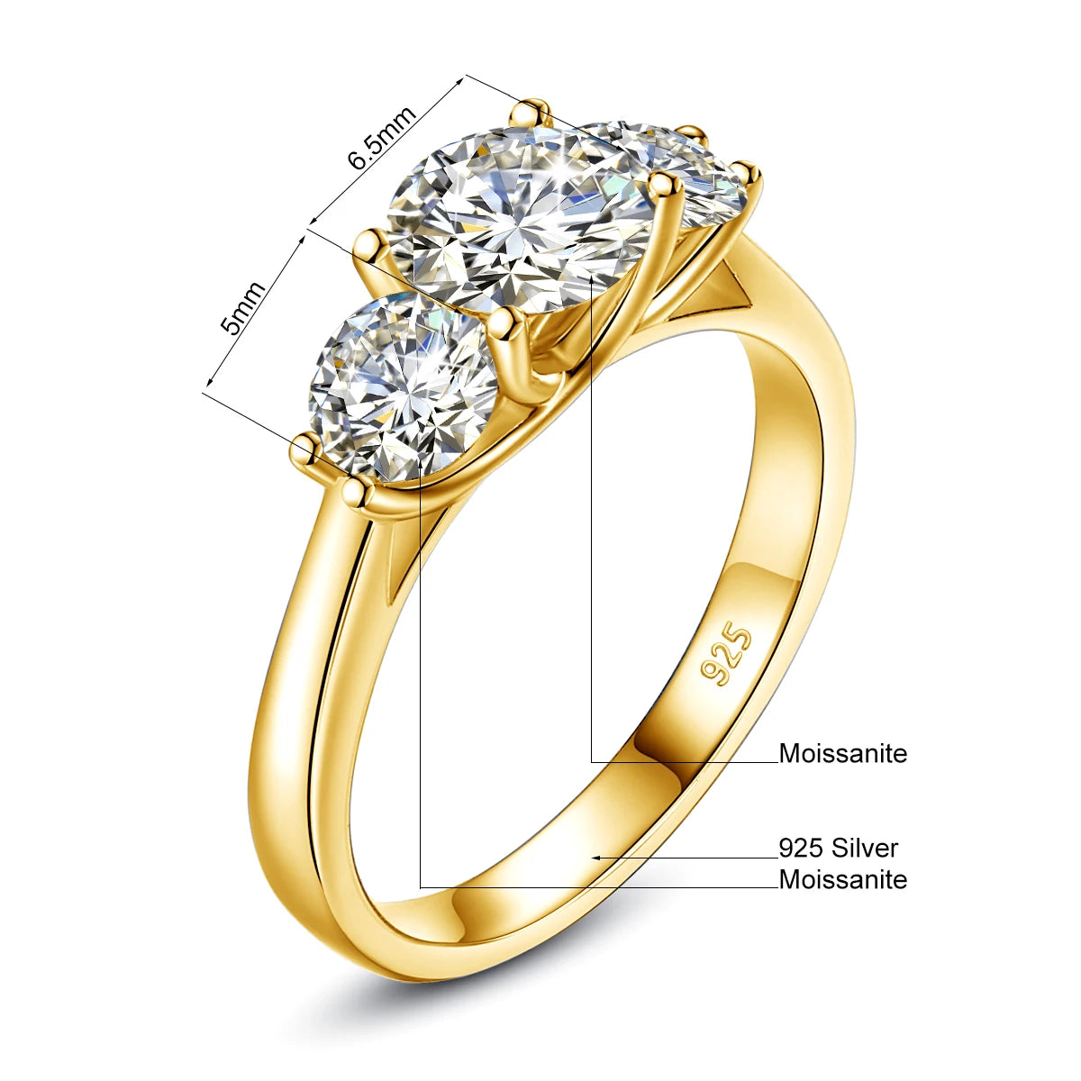 Total 2CT VVS1 Moissanite Ring AU750 Real 18K Gold Rings for Women Wedding Anniversary Classic Engagement Gift High Jewelry