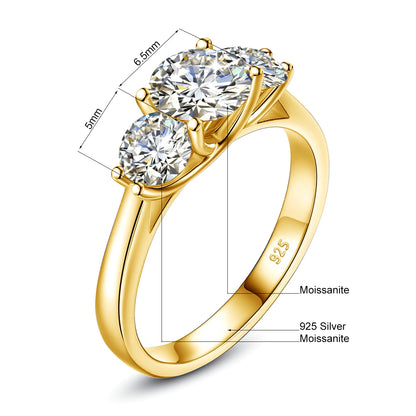 Total 2CT VVS1 Moissanite Ring AU750 Real 18K Gold Rings for Women Wedding Anniversary Classic Engagement Gift High Jewelry