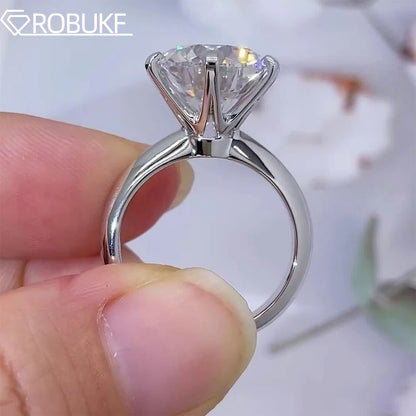 0.5-10CT Moissanite Engagement Rings for Women Men D VVS Lab Diamond S925 Silver Classic Solitaire Ring Band Jewelry With GRA