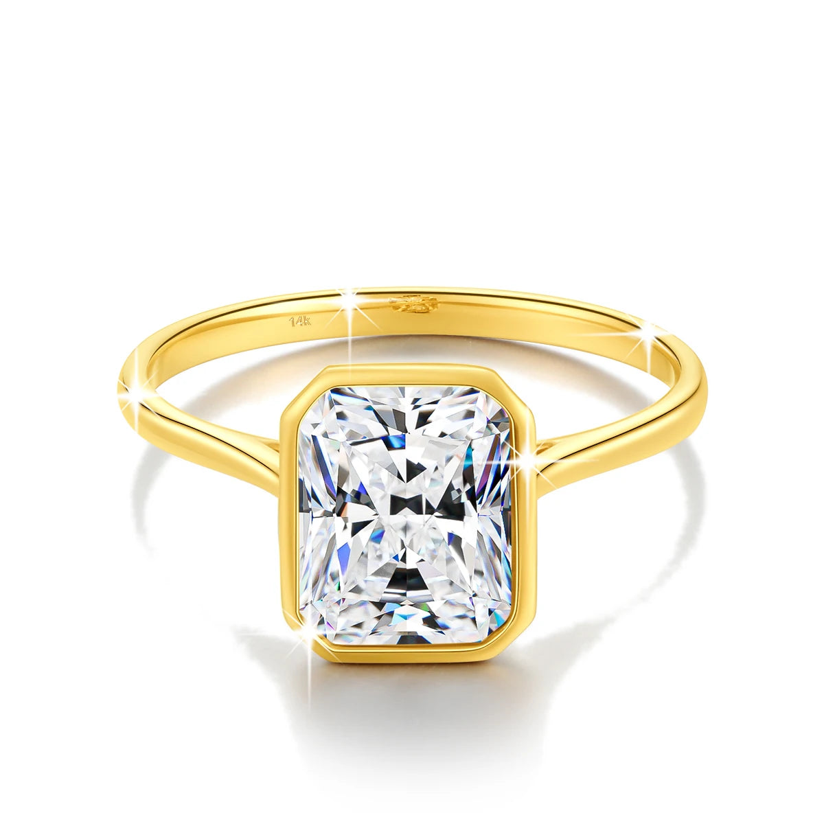 Radiant Cut 14K Gold Moissanite Ring 3CT D VVS1 for Women 100% Genuine Au585 Engagement Wedding Christmas Gifts Classsic