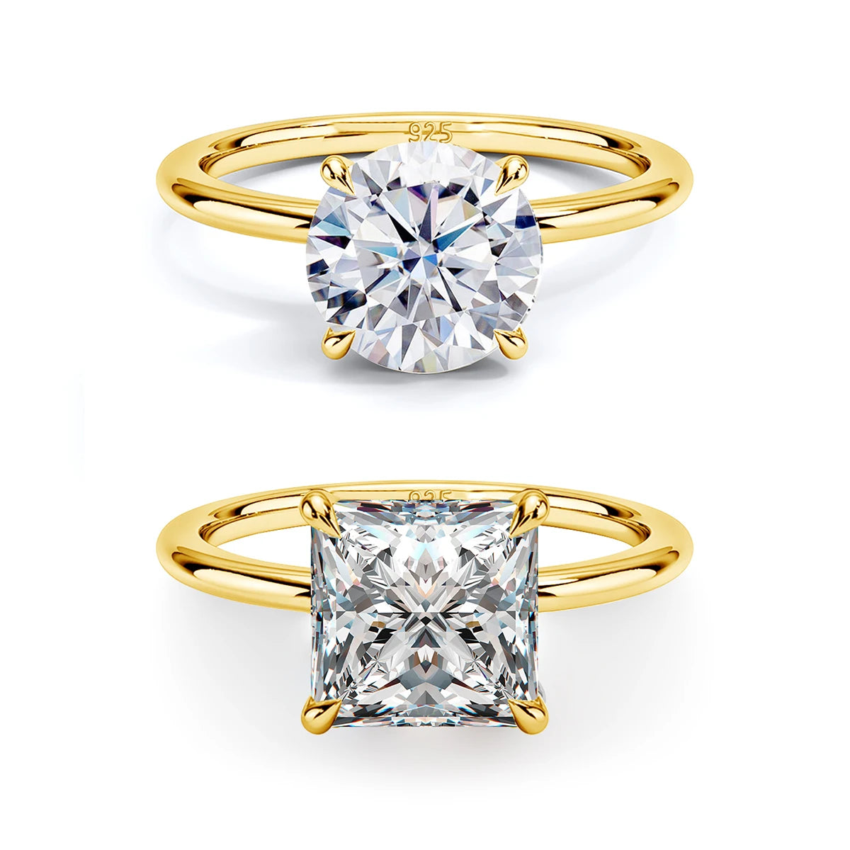 Szjinao 1ct 2ct 3ct D Color Moissanite Ring For Women 925 Sterling Silver Gold Plated Solitaire Rings Engagement Gift Wholesale