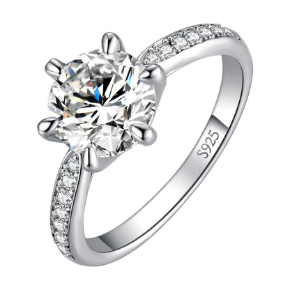 Classic 1-carat Moissanite Ring with Certificate Laboratory Diamond Rings Women Wedding Jewelry 18K Gold Plated S925 Silver