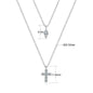 Cross Double Layered Moissanite Necklace for Women Marquise Pendant 925 Silver Collarbone Chain for Party Personalized Jewelry