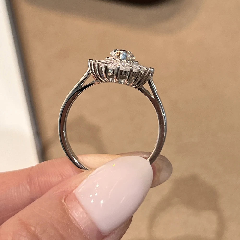 5*10mm 1 Carat Marquise Cut Moissanite Engagement Rings For Women S925 Silver Luxury Bridal Wedding Band With GRA Certificate