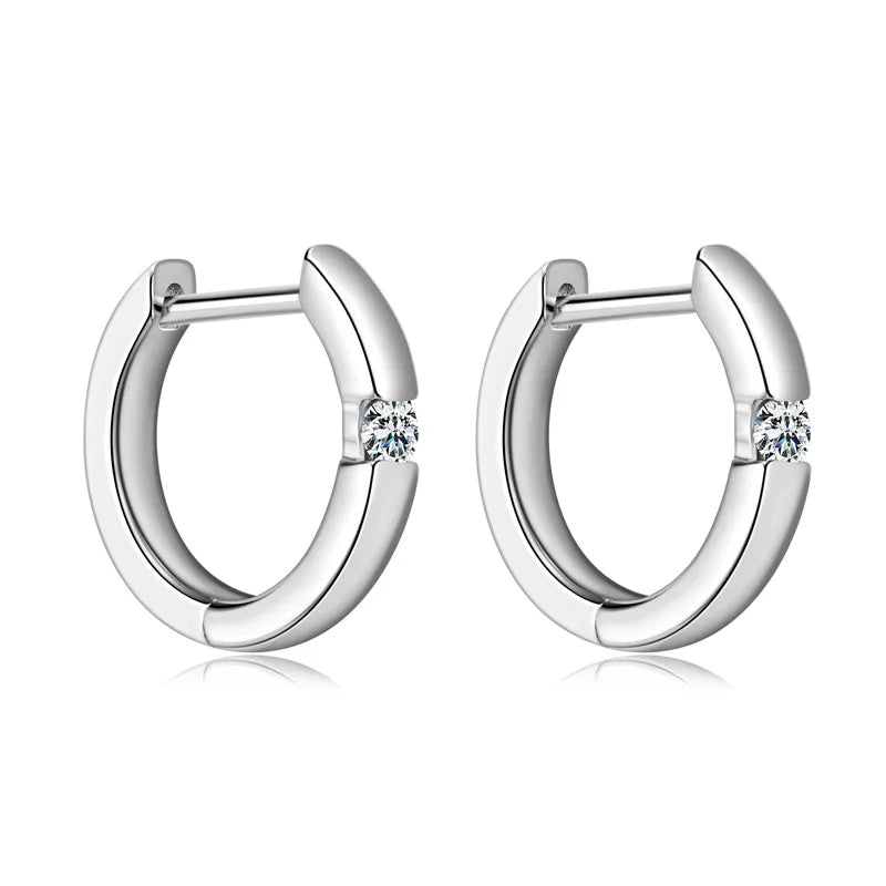 Smyoue 2.5mm 100% Real Moissanite Hoop Earrings for Women 2 Colors Trend Ear Jewelry Original S925 Sterling Silver D VVS1 GRA