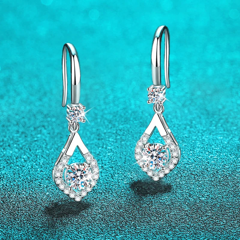 Smyoue Each 0.5CT D Color Genuine Moissanite Drop Earrings for Women Water Drop Luxury Wedding Jewelry 925 Sterling Silver GRA