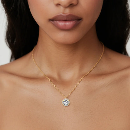 Sparkling Halo Diamond 14K Gold  Pendant