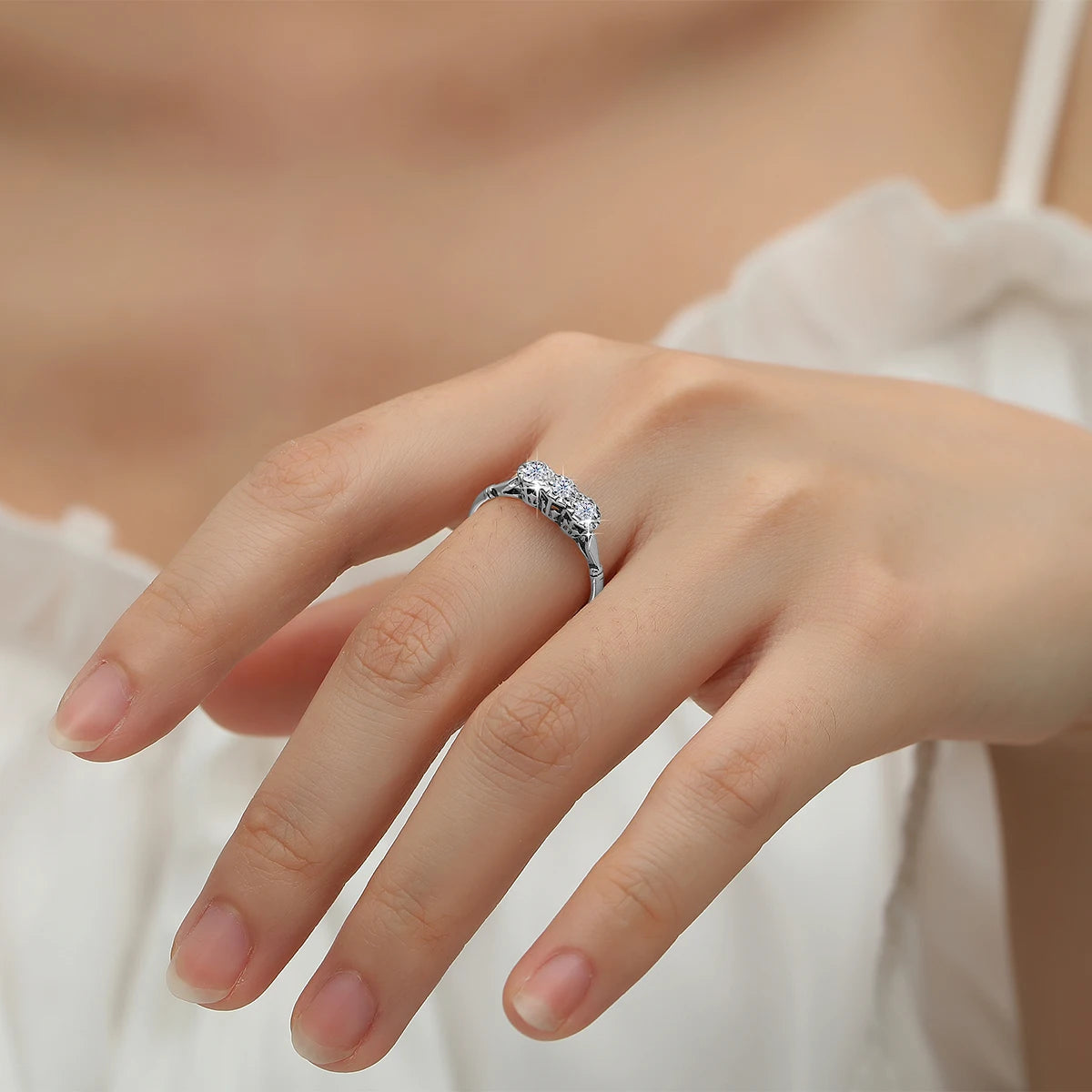 3 Stone Rings For Woman 3mm D Color Moissanite With Certificate 100% 925 Sterling Silver Luxury Designer Engagament Jewelry Sale