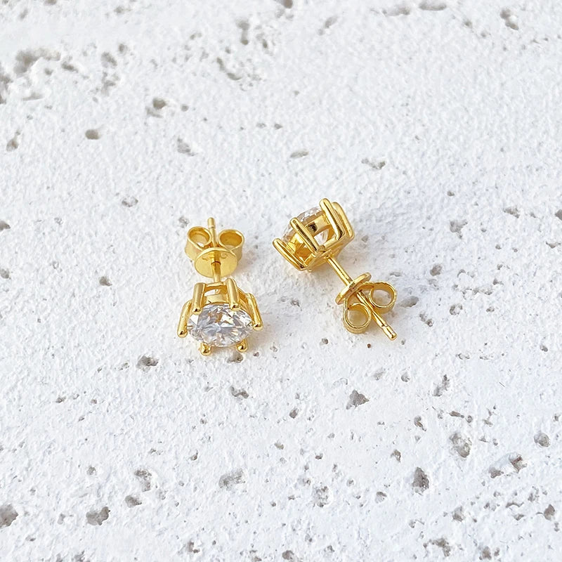 Moissanite Stud Earrings  | Gold | White Gold