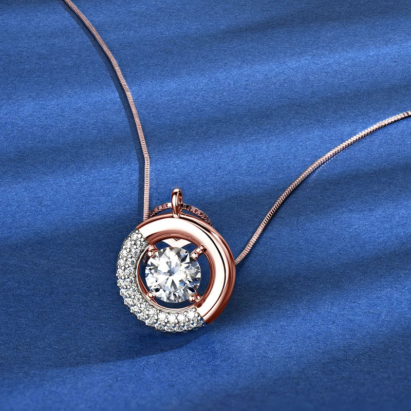 IOGOU Sparkling 1CT-3CT D Full Moissanite Diamond Pendant Necklace Box Chain 925 Silver Women Rose Gold Color Necklace Jewelry