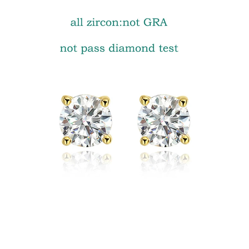 Smyoue GRA Certified 0.2-2CT Moissanite Stud Earrings for Women Man Hip Hop 100% 925 Sterling Silver Plated 18k Gold Earrings
