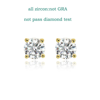 Smyoue GRA Certified 0.2-2CT Moissanite Stud Earrings for Women Man Hip Hop 100% 925 Sterling Silver Plated 18k Gold Earrings